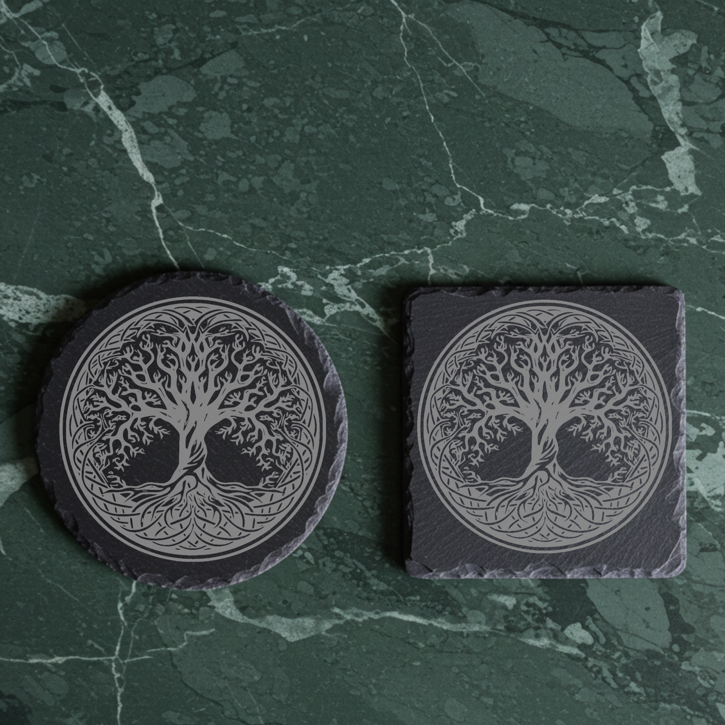'Tree of Life' Engraved Slate Coaster